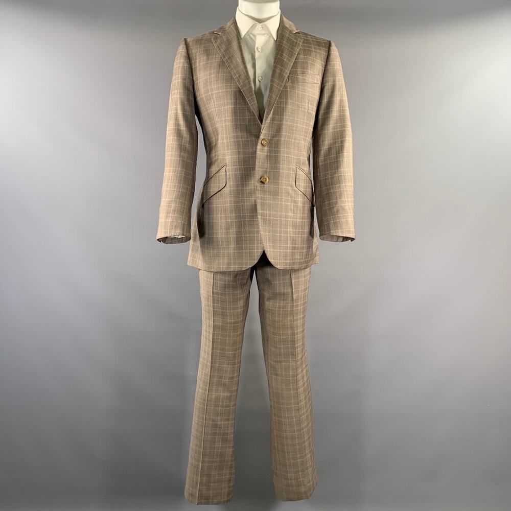 DUNCAN QUINN Chest Size 40 Brown light brown & purple Tartan Wool 32 31 Suit - Picture 2 of 12